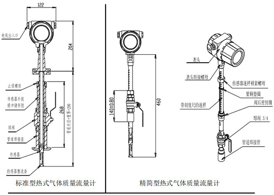 一体型热式气体质量流量计插入式结构图
